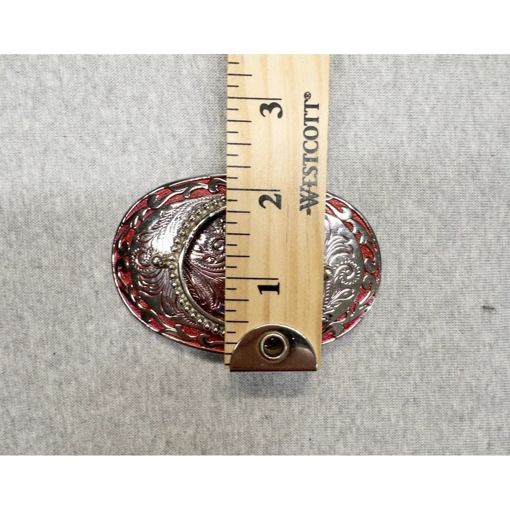 Silver Western Belt Buckle Stone‎ Coin Holder Rodeo Southwestern